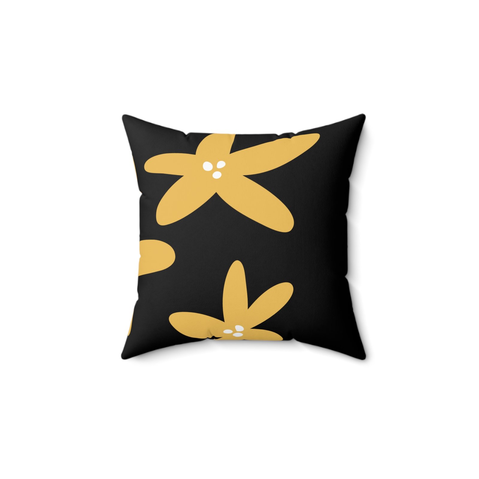 TB's Spun Polyester Square Pillow - Black and Yellow - Image 2
