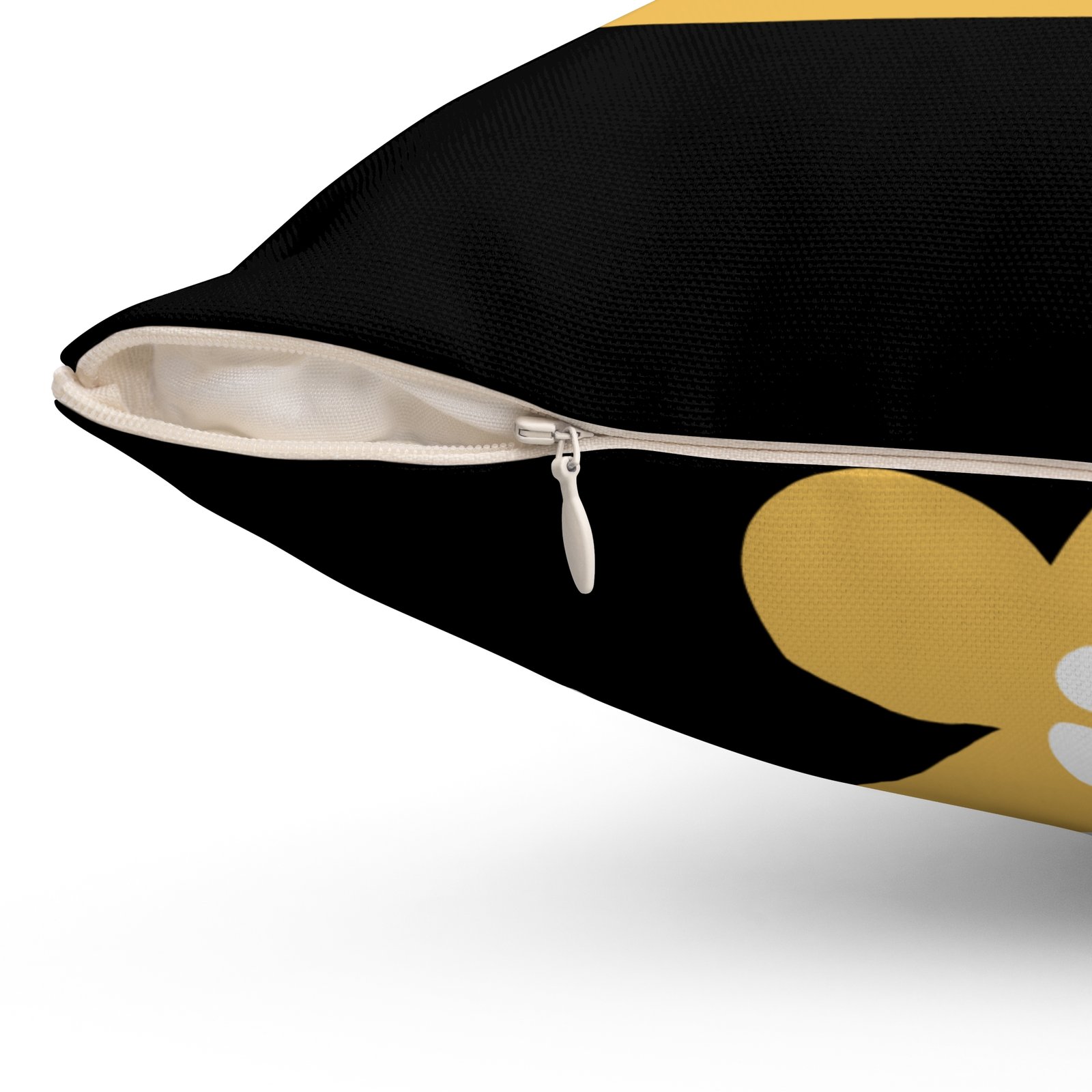 TB's Spun Polyester Square Pillow - Black and Yellow - Image 3
